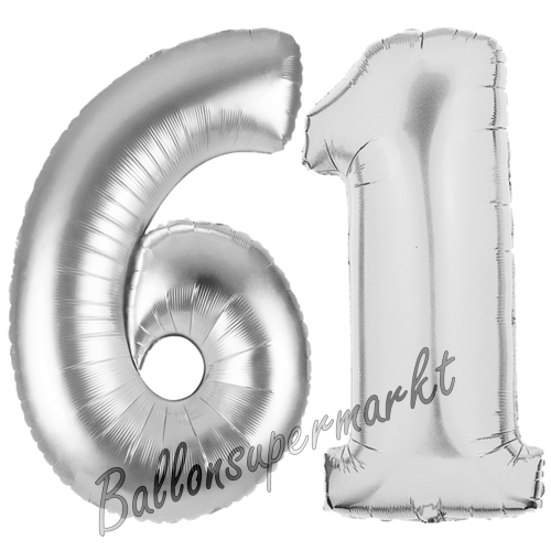 Folienballons-Zahlen-61-Silber-Luftballons-Geschenk-61.-Geburtstag-Jubilaeum-Firmenveranstaltung