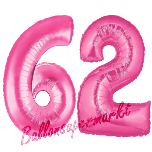 Folienballons-Zahlen-62-Pink-Luftballons-Geschenk-62.-Geburtstag-Jubilaeum-Firmenveranstaltung