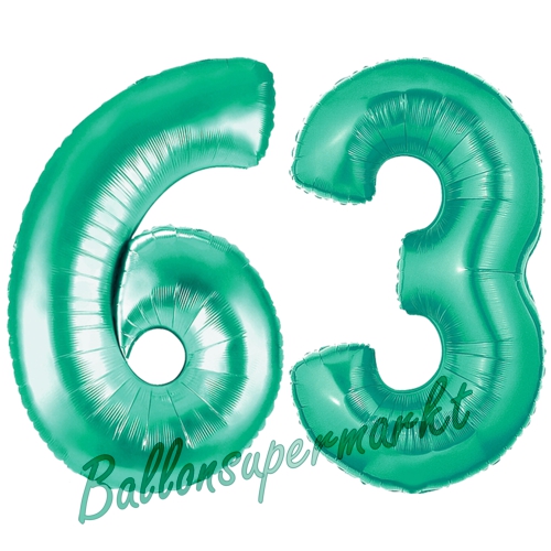Folienballons-Zahlen-63-Aquamarin-Luftballons-Geschenk-63.-Geburtstag-Jubilaeum-Firmenveranstaltung