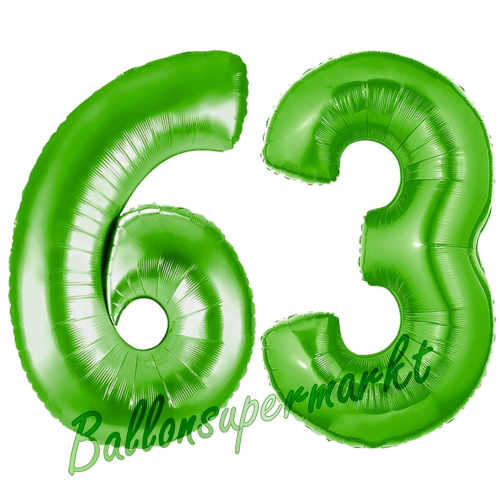 Folienballons-Zahlen-63-Gruen-Luftballons-Geschenk-63.-Geburtstag-Jubilaeum-Firmenveranstaltung