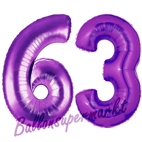 Folienballons-Zahlen-63-Lila-Luftballons-Geschenk-63.-Geburtstag-Jubilaeum-Firmenveranstaltung