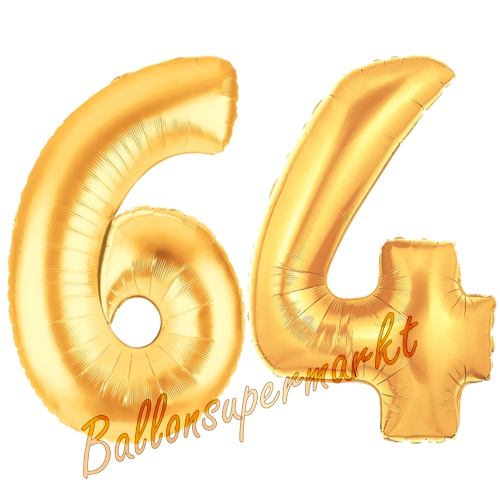 Folienballons-Zahlen-64-Gold-Luftballons-Geschenk-64.-Geburtstag-Jubilaeum-Firmenveranstaltung