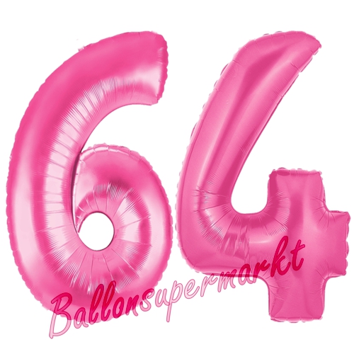 Folienballons-Zahlen-64-Pink-Luftballons-Geschenk-64.-Geburtstag-Jubilaeum-Firmenveranstaltung