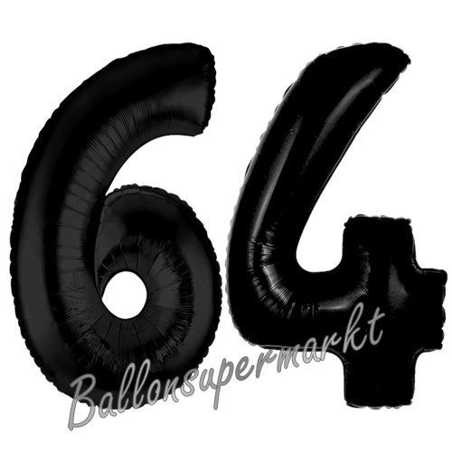 Folienballons-Zahlen-64-Schwarz-Luftballons-Geschenk-64.-Geburtstag-Jubilaeum-Firmenveranstaltung