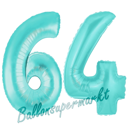 Folienballons-Zahlen-64-Tuerkis-Luftballons-Geschenk-64.-Geburtstag-Jubilaeum-Firmenveranstaltung