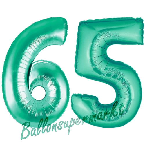 Folienballons-Zahlen-65-Aquamarin-Luftballons-Geschenk-65.-Geburtstag-Jubilaeum-Firmenveranstaltung