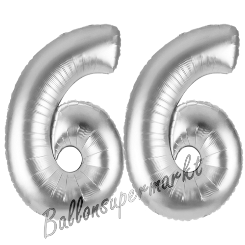 Folienballons-Zahlen-66-Silber-Luftballons-Geschenk-66.-Geburtstag-Jubilaeum-Firmenveranstaltung