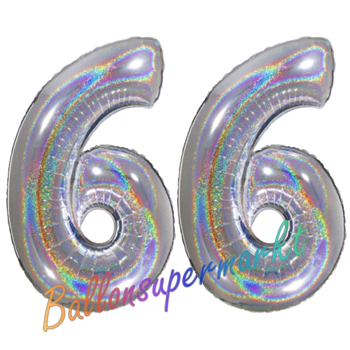 Folienballons-Zahlen-66-holografisch-Silber-Luftballons-Geschenk-66.-Geburtstag-Jubilaeum-Firmenveranstaltung