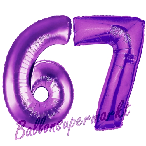 Folienballons-Zahlen-67-Lila-Luftballons-Geschenk-67.-Geburtstag-Jubilaeum-Firmenveranstaltung
