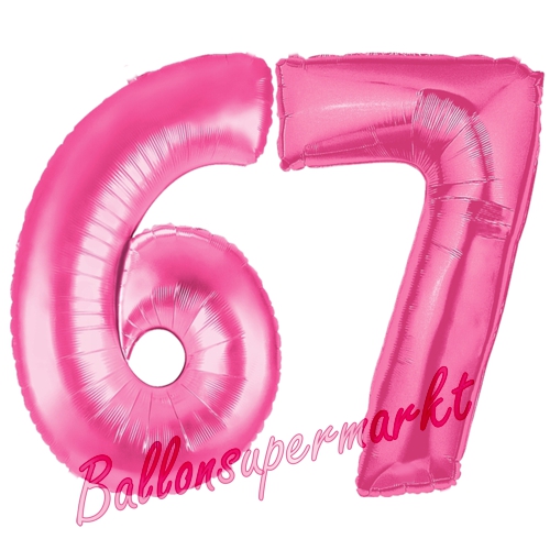 Folienballons-Zahlen-67-Pink-Luftballons-Geschenk-67.-Geburtstag-Jubilaeum-Firmenveranstaltung