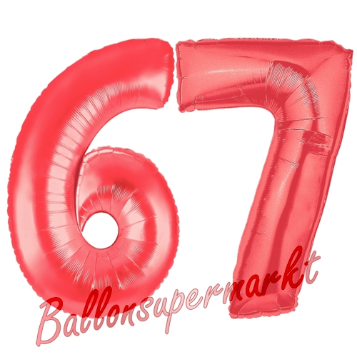 Folienballons-Zahlen-67-Rot-Luftballons-Geschenk-67.-Geburtstag-Jubilaeum-Firmenveranstaltung