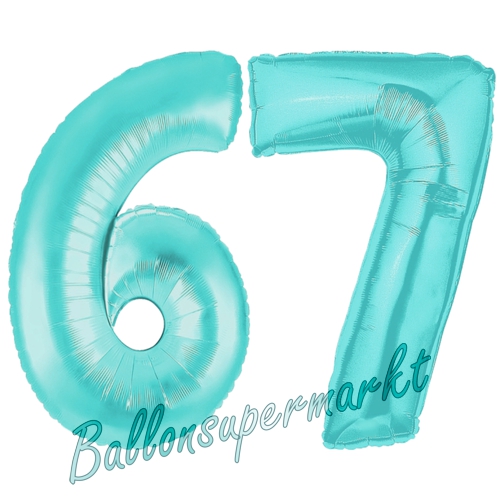 Folienballons-Zahlen-67-Tuerkis-Luftballons-Geschenk-67.-Geburtstag-Jubilaeum-Firmenveranstaltung