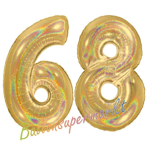 Folienballons-Zahlen-68-holografisch-Gold-Luftballons-Geschenk-68.-Geburtstag-Jubilaeum-Firmenveranstaltung