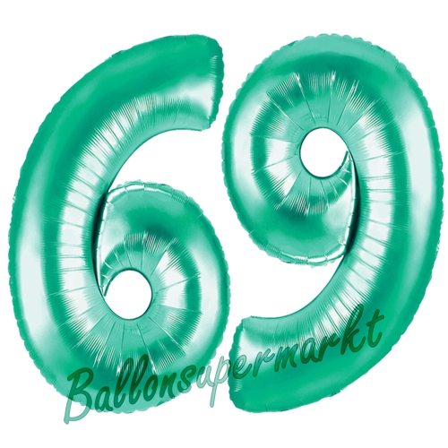 Folienballons-Zahlen-69-Aquamarin-Luftballons-Geschenk-69.-Geburtstag-Jubilaeum-Firmenveranstaltung