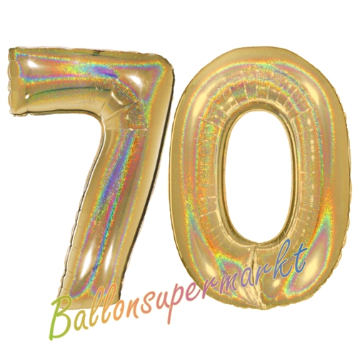 Folienballons-Zahlen-70-holografisch-Gold-Luftballons-Geschenk-70.-Geburtstag-Jubilaeum-Firmenveranstaltung