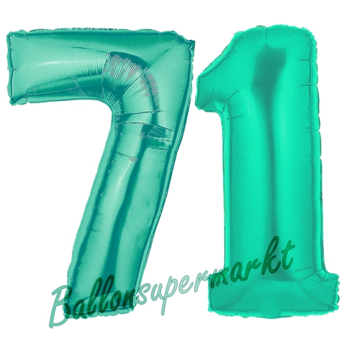 Folienballons-Zahlen-71-Aquamarin-Luftballons-Geschenk-71.-Geburtstag-Jubilaeum-Firmenveranstaltung
