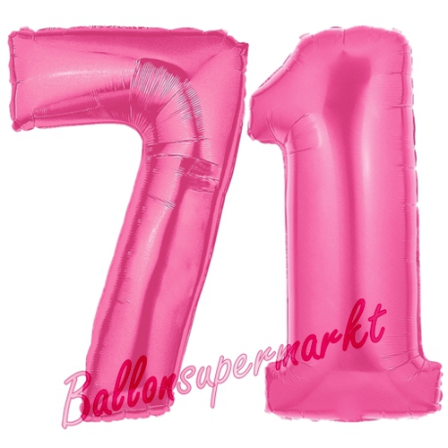 Folienballons-Zahlen-71-Pink-Luftballons-Geschenk-71.-Geburtstag-Jubilaeum-Firmenveranstaltung