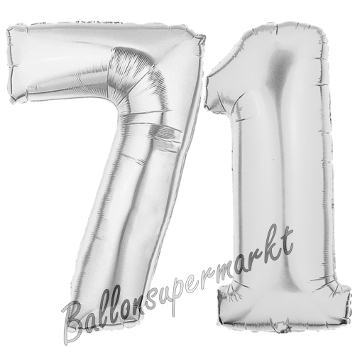 Folienballons-Zahlen-71-Silber-Luftballons-Geschenk-71.-Geburtstag-Jubilaeum-Firmenveranstaltung
