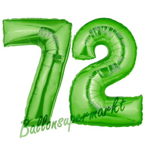 Folienballons-Zahlen-72-Gruen-Luftballons-Geschenk-72.-Geburtstag-Jubilaeum-Firmenveranstaltung