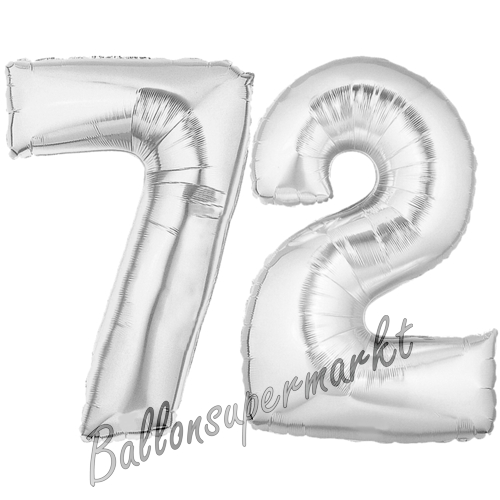 Folienballons-Zahlen-72-Silber-Luftballons-Geschenk-72.-Geburtstag-Jubilaeum-Firmenveranstaltung