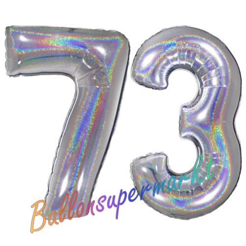 Folienballons-Zahlen-73-holografisch-Silber-Luftballons-Geschenk-73.-Geburtstag-Jubilaeum-Firmenveranstaltung