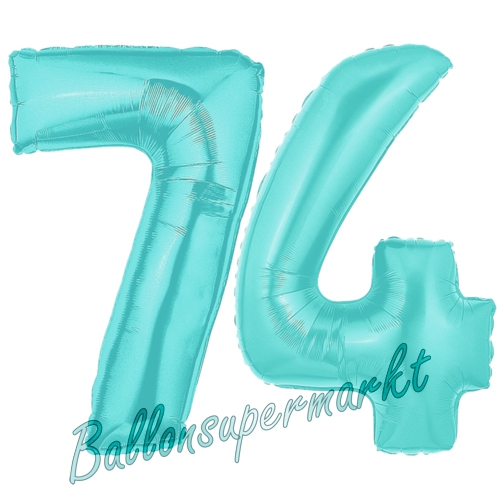 Folienballons-Zahlen-74-Tuerkis-Luftballons-Geschenk-74.-Geburtstag-Jubilaeum-Firmenveranstaltung