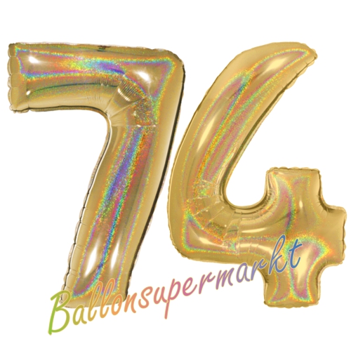 Folienballons-Zahlen-74-holografisch-Gold-Luftballons-Geschenk-74.-Geburtstag-Jubilaeum-Firmenveranstaltung