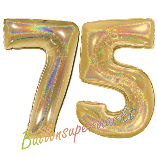 Folienballons-Zahlen-75-holografisch-Gold-Luftballons-Geschenk-75.-Geburtstag-Jubilaeum-Firmenveranstaltung
