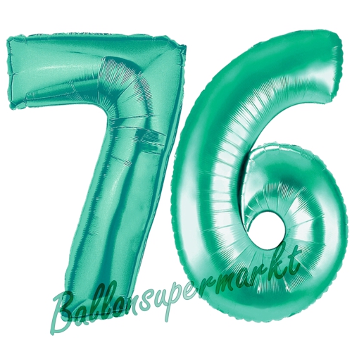 Folienballons-Zahlen-76-Aquamarin-Luftballons-Geschenk-76.-Geburtstag-Jubilaeum-Firmenveranstaltung