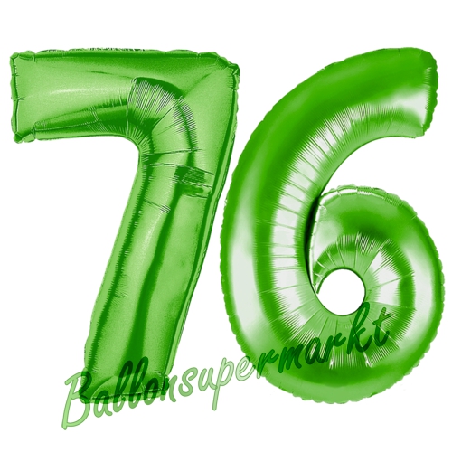 Folienballons-Zahlen-76-Gruen-Luftballons-Geschenk-76.-Geburtstag-Jubilaeum-Firmenveranstaltung