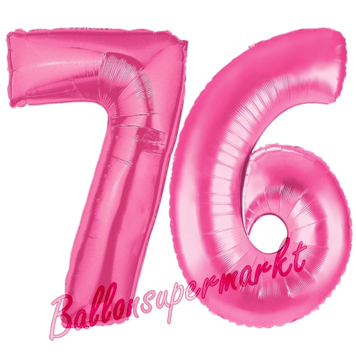 Folienballons-Zahlen-76-Pink-Luftballons-Geschenk-76.-Geburtstag-Jubilaeum-Firmenveranstaltung
