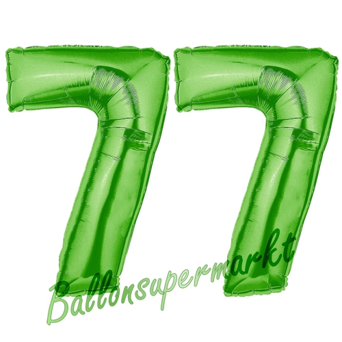 Folienballons-Zahlen-77-Gruen-Luftballons-Geschenk-77.-Geburtstag-Jubilaeum-Firmenveranstaltung
