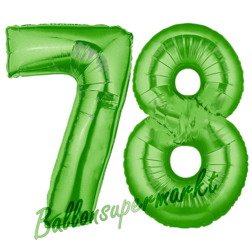 Folienballons-Zahlen-78-Gruen-Luftballons-Geschenk-78.-Geburtstag-Jubilaeum-Firmenveranstaltung
