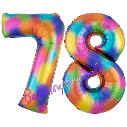 Folienballons-Zahlen-78-Regenbogen-Luftballons-Geschenk-78.-Geburtstag-Jubilaeum-Firmenveranstaltung