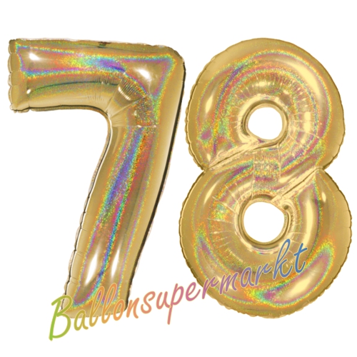 Folienballons-Zahlen-78-holografisch-Gold-Luftballons-Geschenk-78.-Geburtstag-Jubilaeum-Firmenveranstaltung