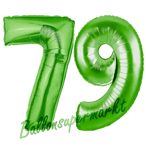 Folienballons-Zahlen-79-Gruen-Luftballons-Geschenk-79.-Geburtstag-Jubilaeum-Firmenveranstaltung