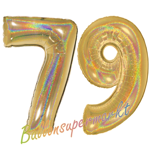 Folienballons-Zahlen-79-holografisch-Gold-Luftballons-Geschenk-79.-Geburtstag-Jubilaeum-Firmenveranstaltung