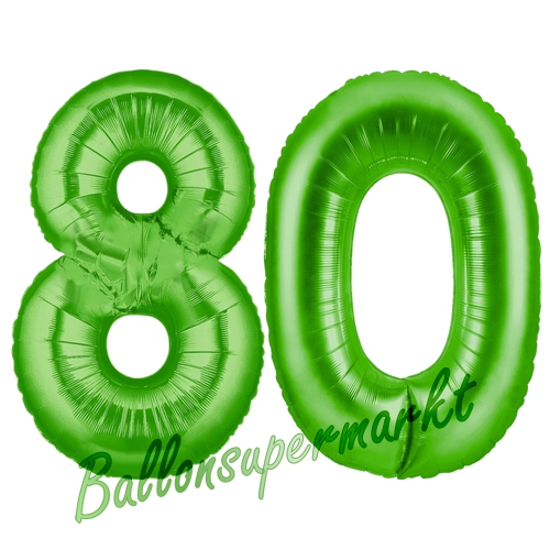 Folienballons-Zahlen-80-Gruen-Luftballons-Geschenk-80.-Geburtstag-Jubilaeum-Firmenveranstaltung