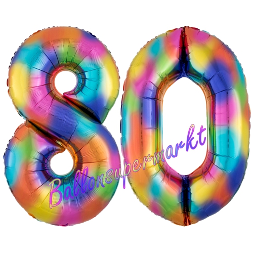 Folienballons-Zahlen-80-Regenbogen-Luftballons-Geschenk-80.-Geburtstag-Jubilaeum-Firmenveranstaltung