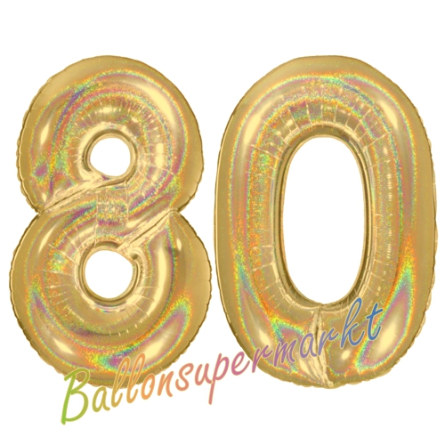 Folienballons-Zahlen-80-holografisch-Gold-Luftballons-Geschenk-80.-Geburtstag-Jubilaeum-Firmenveranstaltung