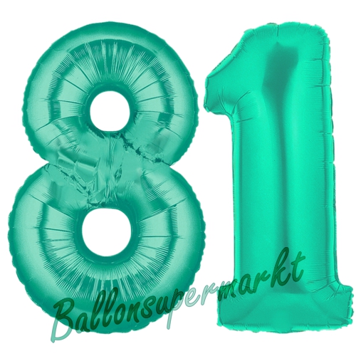 Folienballons-Zahlen-81-Aquamarin-Luftballons-Geschenk-81.-Geburtstag-Jubilaeum-Firmenveranstaltung