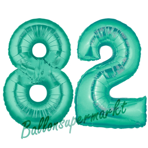 Folienballons-Zahlen-82-Aquamarin-Luftballons-Geschenk-82.-Geburtstag-Jubilaeum-Firmenveranstaltung