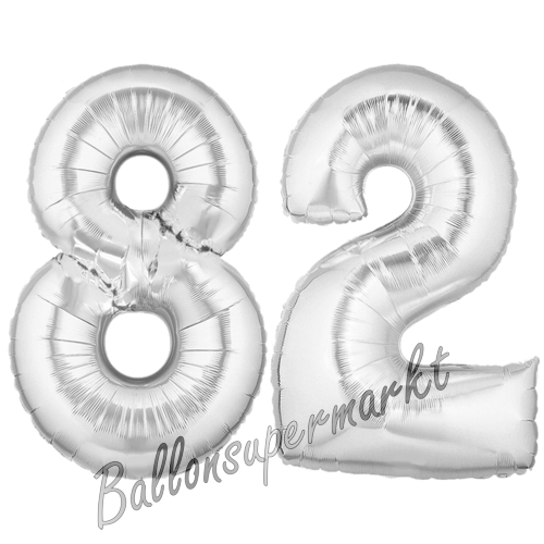 Folienballons-Zahlen-82-Silber-Luftballons-Geschenk-82.-Geburtstag-Jubilaeum-Firmenveranstaltung