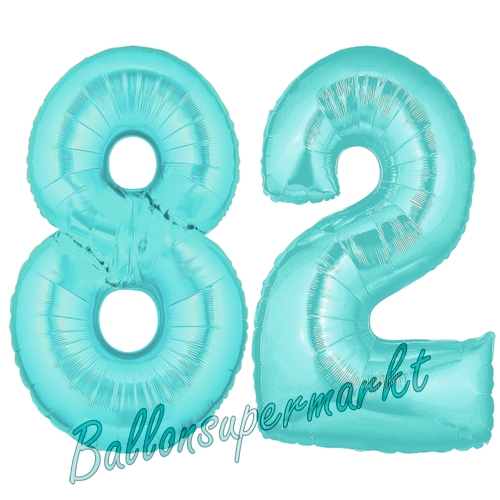 Folienballons-Zahlen-82-Tuerkis-Luftballons-Geschenk-82.-Geburtstag-Jubilaeum-Firmenveranstaltung
