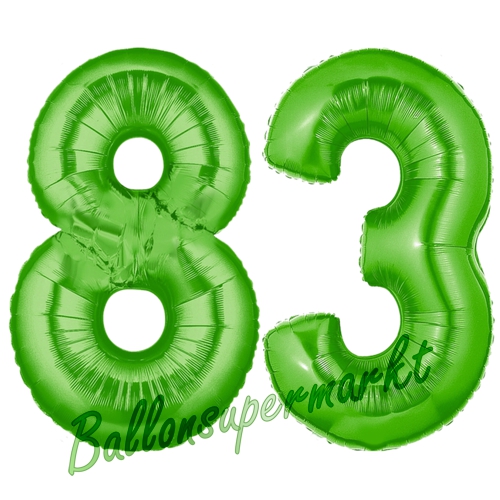 Folienballons-Zahlen-83-Gruen-Luftballons-Geschenk-83.-Geburtstag-Jubilaeum-Firmenveranstaltung