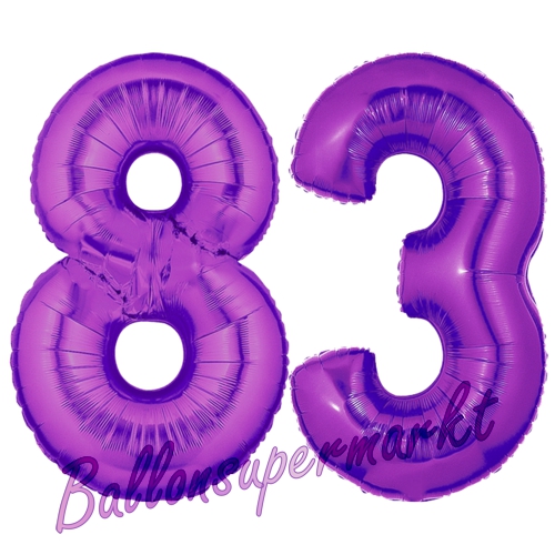 Folienballons-Zahlen-83-Lila-Luftballons-Geschenk-83.-Geburtstag-Jubilaeum-Firmenveranstaltung