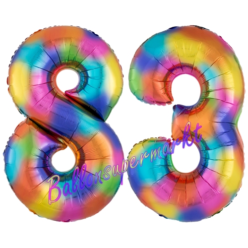 Folienballons-Zahlen-83-Regenbogen-Luftballons-Geschenk-83.-Geburtstag-Jubilaeum-Firmenveranstaltung