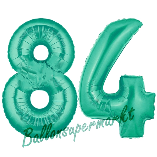 Folienballons-Zahlen-84-Aquamarin-Luftballons-Geschenk-84.-Geburtstag-Jubilaeum-Firmenveranstaltung