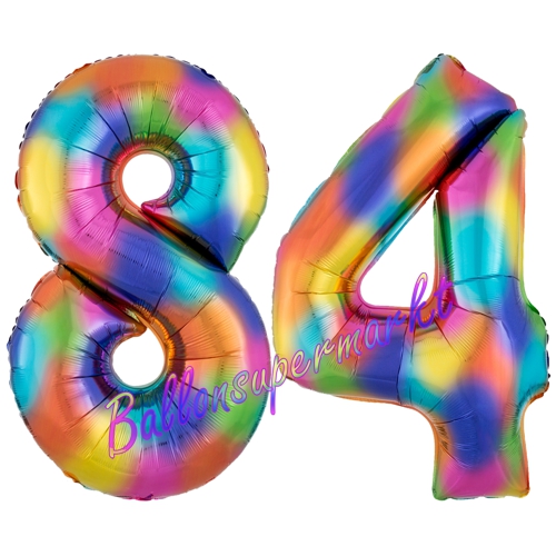 Folienballons-Zahlen-84-Regenbogen-Luftballons-Geschenk-84.-Geburtstag-Jubilaeum-Firmenveranstaltung
