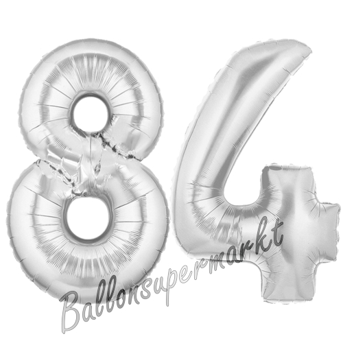 Folienballons-Zahlen-84-Silber-Luftballons-Geschenk-84.-Geburtstag-Jubilaeum-Firmenveranstaltung